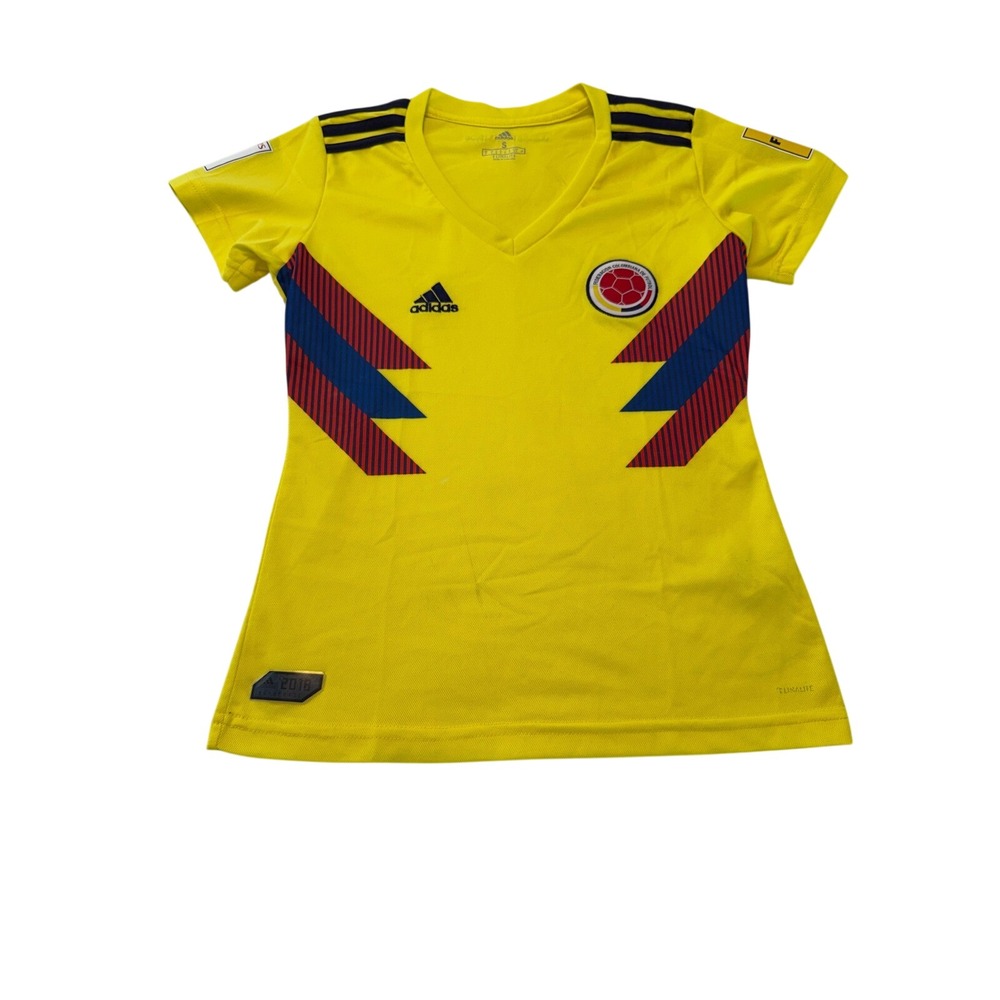 Adidas Colombia 2018 World Cup Qualifier Jersey Womens Small Yellow Climalite